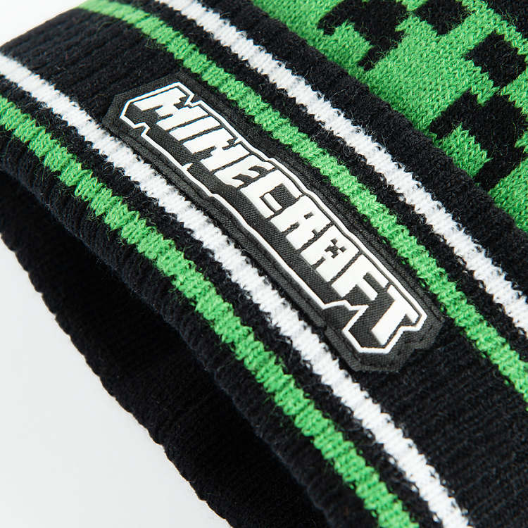 Minecraft black and green beanie