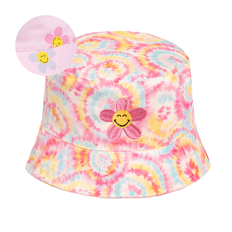 Smiley tie dye reversible summer hat