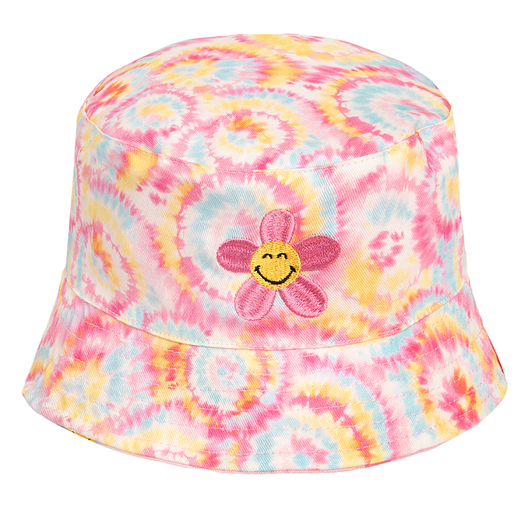 Smiley tie dye reversible summer hat