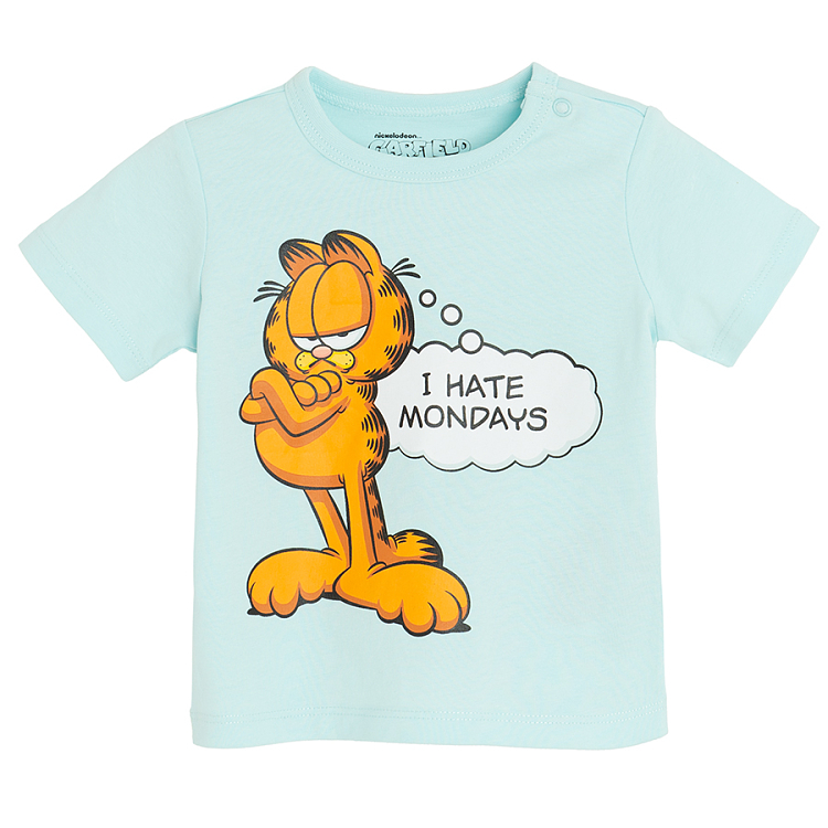 Garfield light blue T-shirt with I HATE MONDAY blurb