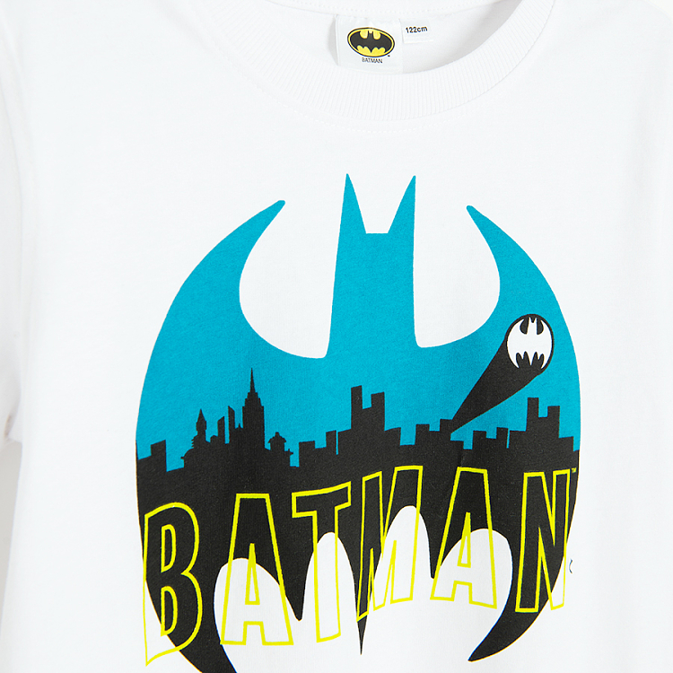 Batman set- white T-shirt with grey bermuda shorts