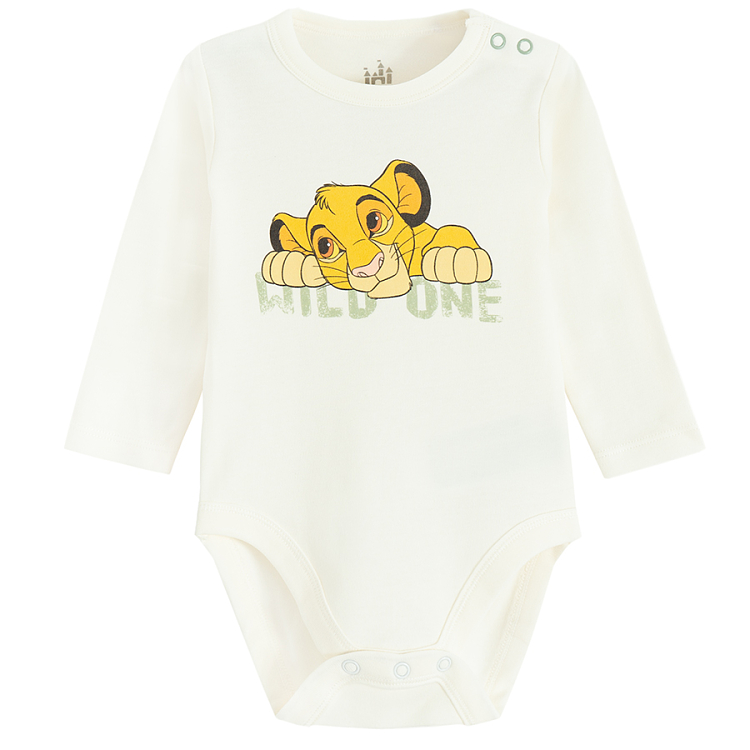 Lion King long sleeve white bodysuit, khaki footed leggings and beanie- 3 pieces