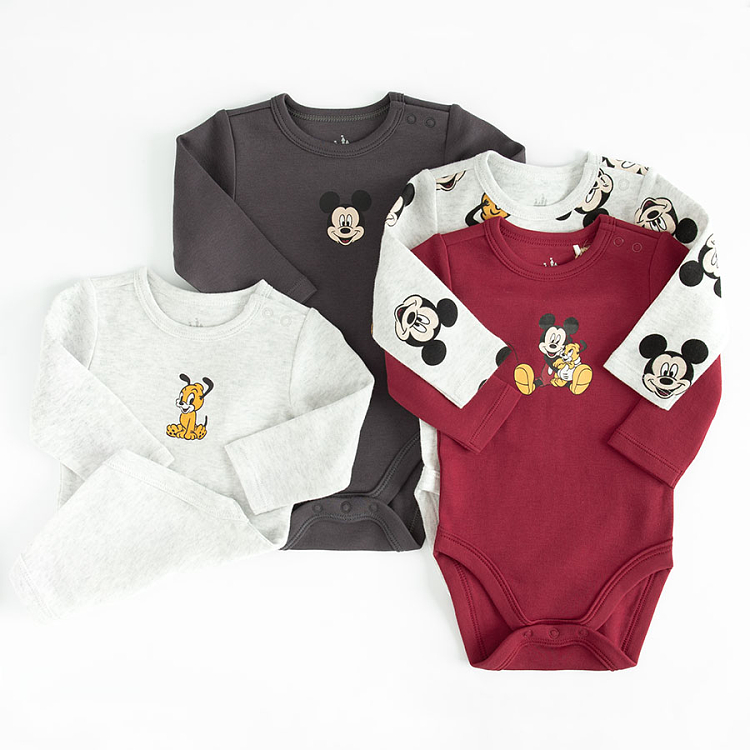 Mickey Mouse long sleeve bodysuits- 4 pack