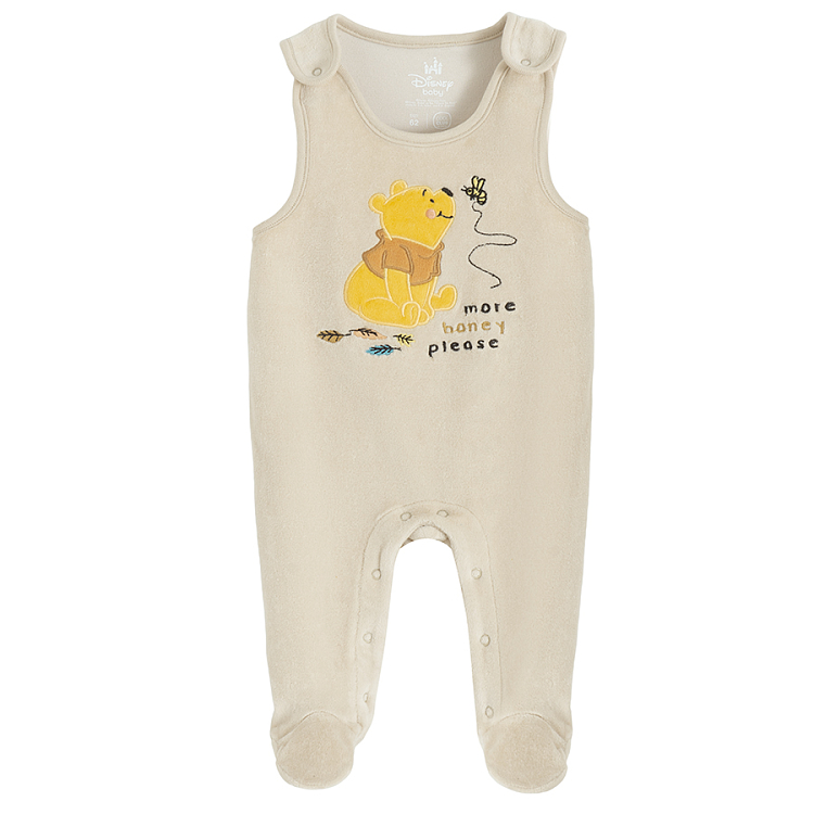 Winnie the Pook footed overall and grey long sleeve bodysuit set- 2 pieces