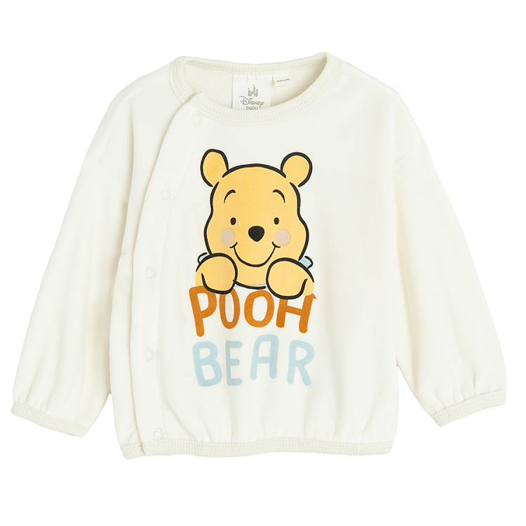 Winnie the Pooh white wrap blouse and brown footless leggings- 2 pieces