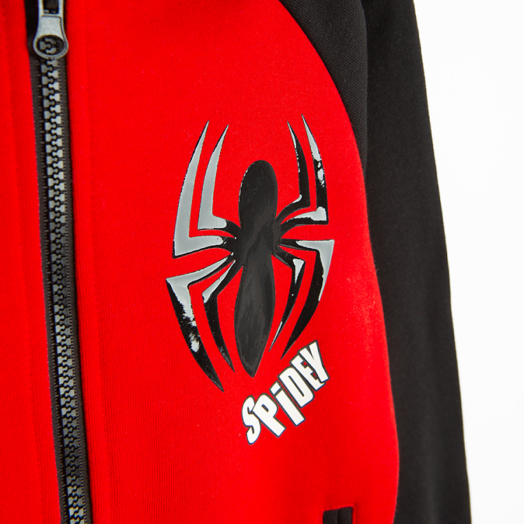 Spiderman black and red hooded zip through oversize sweatshirt