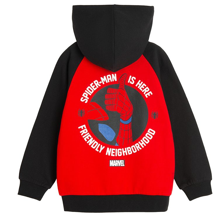 Spiderman black and red hooded zip through oversize sweatshirt