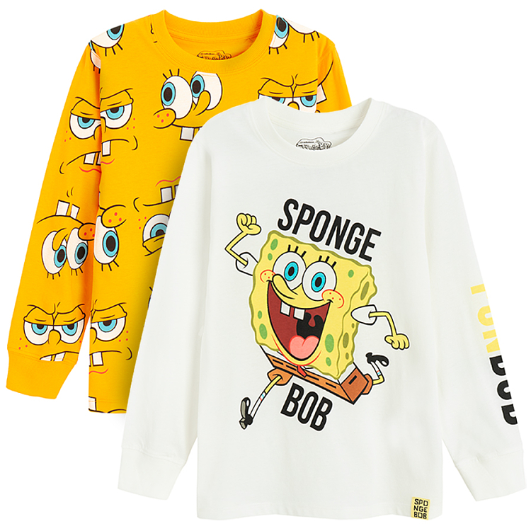 Sponge Bob white and yellow long sleeve blouses- 2 pack