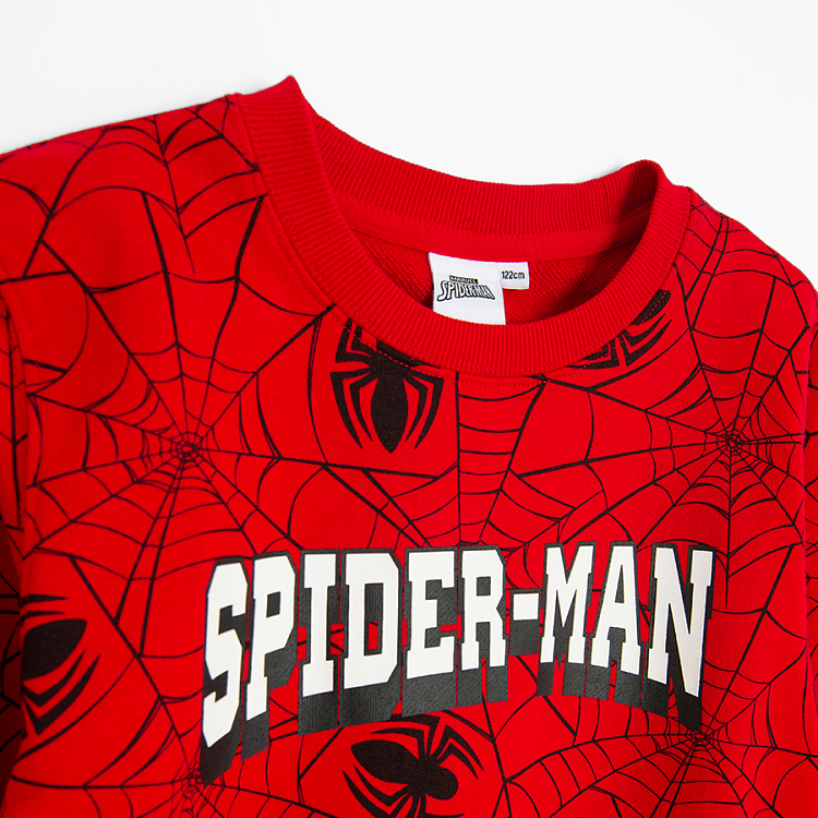 Spiderman red sweatshirt and black jogging pants set- 2 pieces