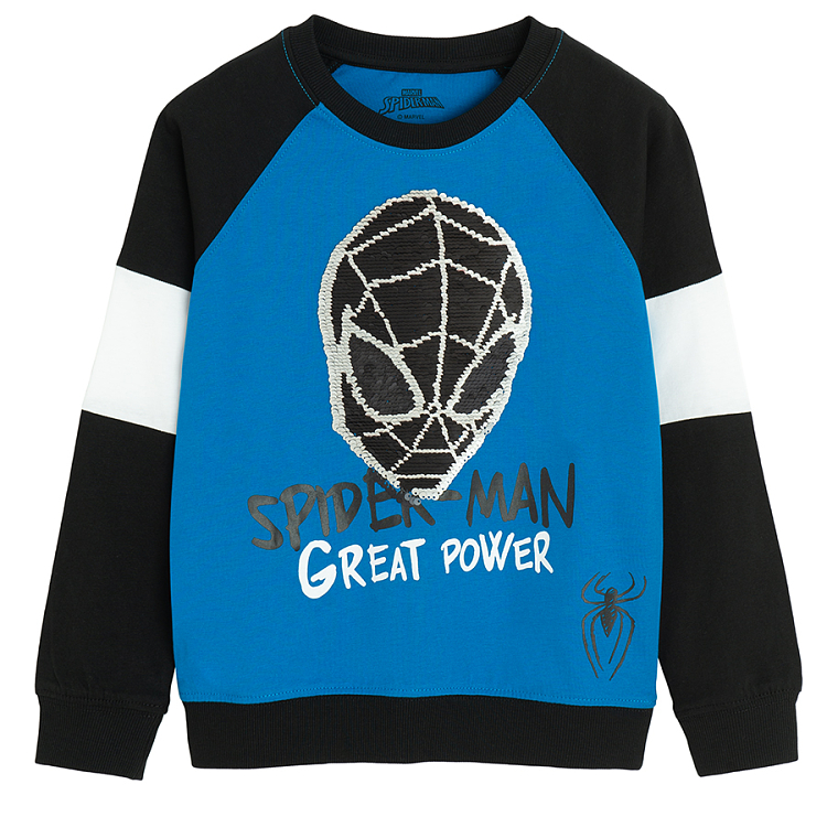 Spiderman blue and black sleeves sweatshirt