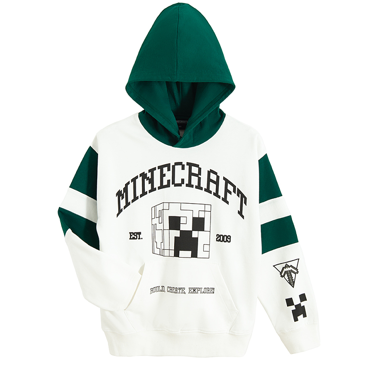 Minecraft white and black hooded sweatshirt