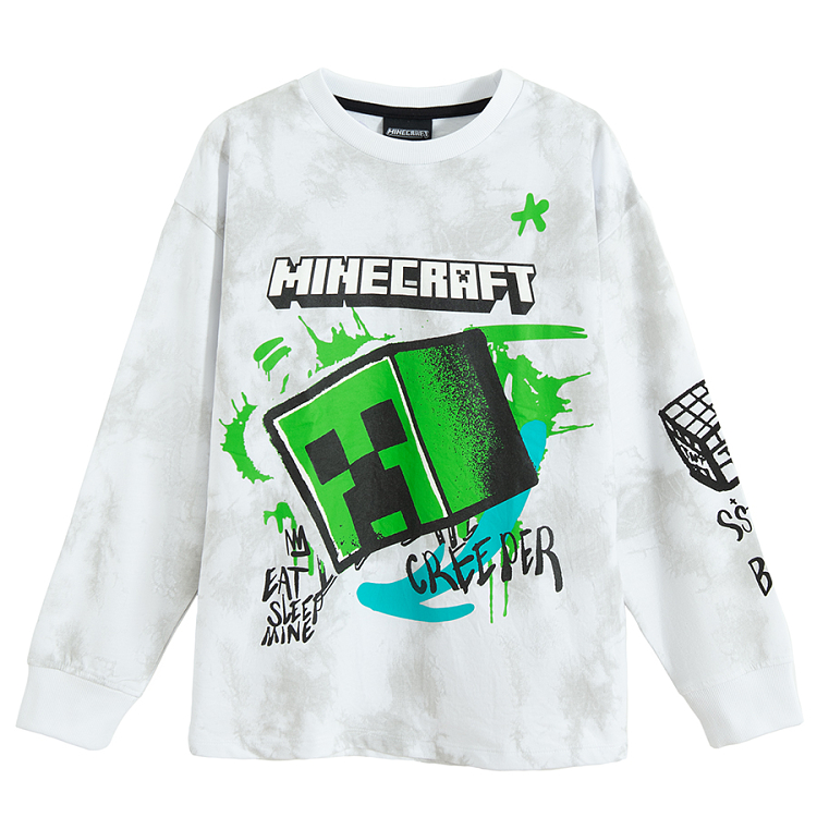 Minecraft white and grey tie dye sweatshirt Coolclub