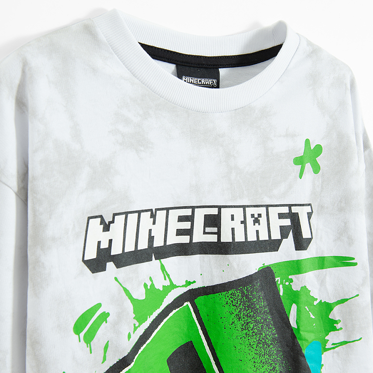 Minecraft white and grey tie dye sweatshirt