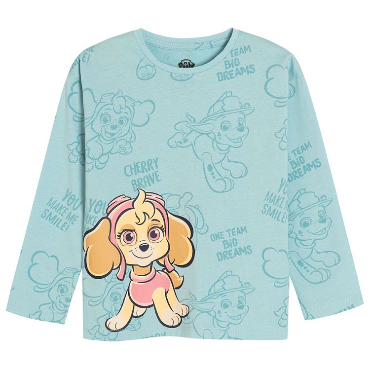 Cream light blue pink long sleeve Paw Patrol T-shirts- 3 pack