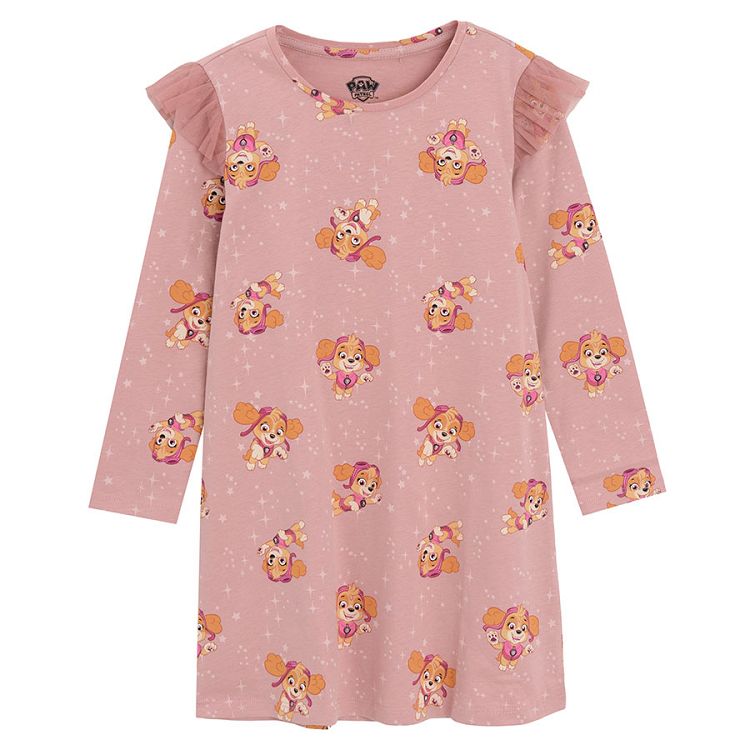 paw patrol dusty pink long sleeve dress