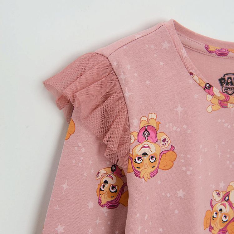 paw patrol dusty pink long sleeve dress