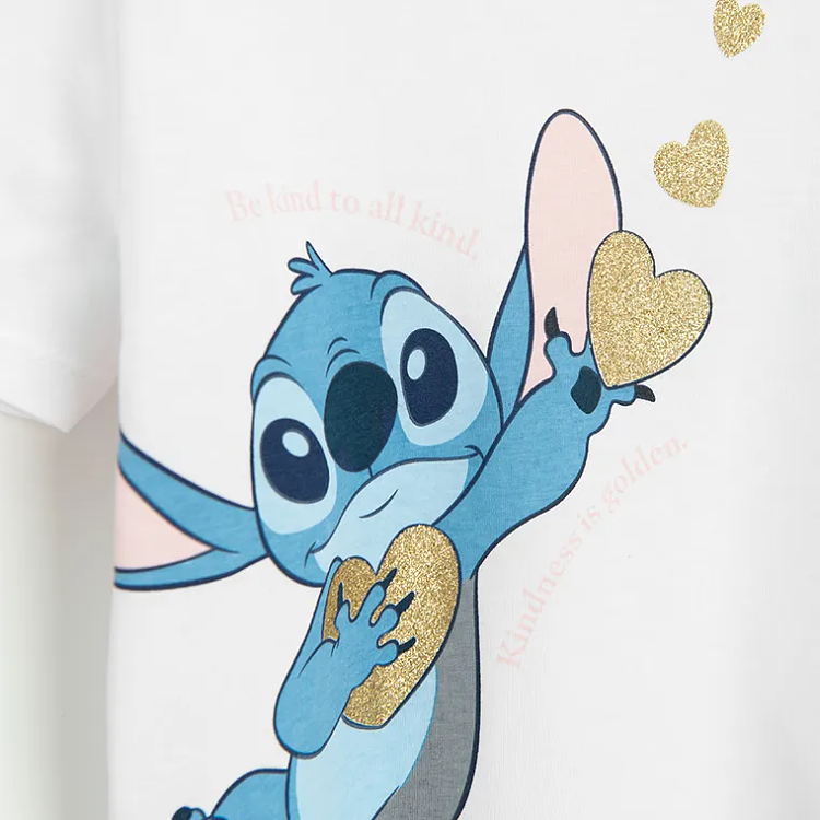 Μπλουζα κοντομάνικη λευκή με στάμπα LILO AND STITCH