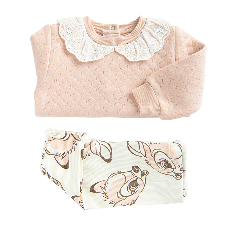 Bambi long sleeve blouse and leggings set- 2 pieces