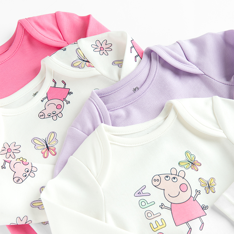 Peppa Pig pastel color long sleeve bodysuit- 4 pack