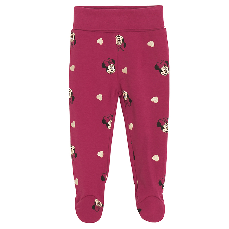 Minnie Mouse pink and burgundy footed leggings- 2 pack