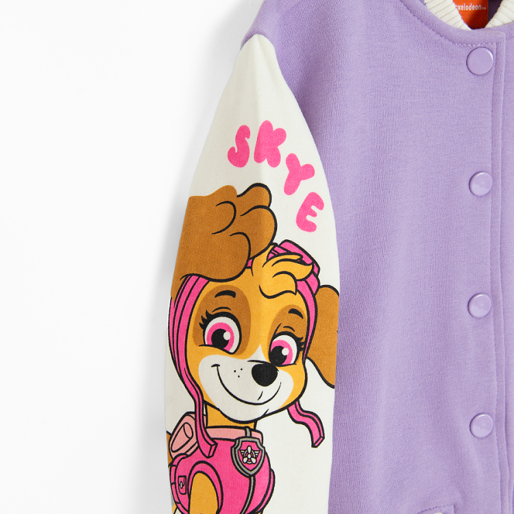 Paw Patrol purple with white sleeves zip through sweatshirt