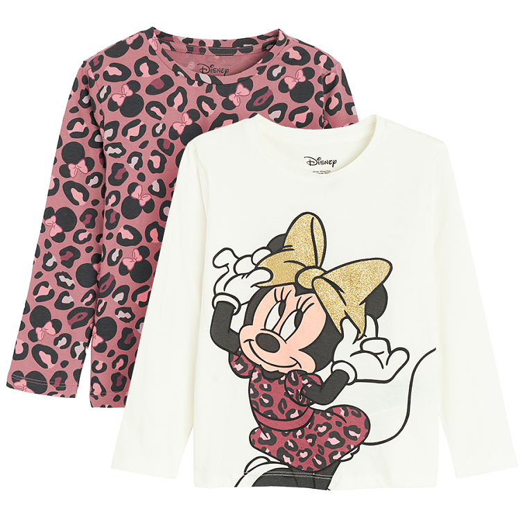 Minnie Mouse white and animal print blouses- 2 pack