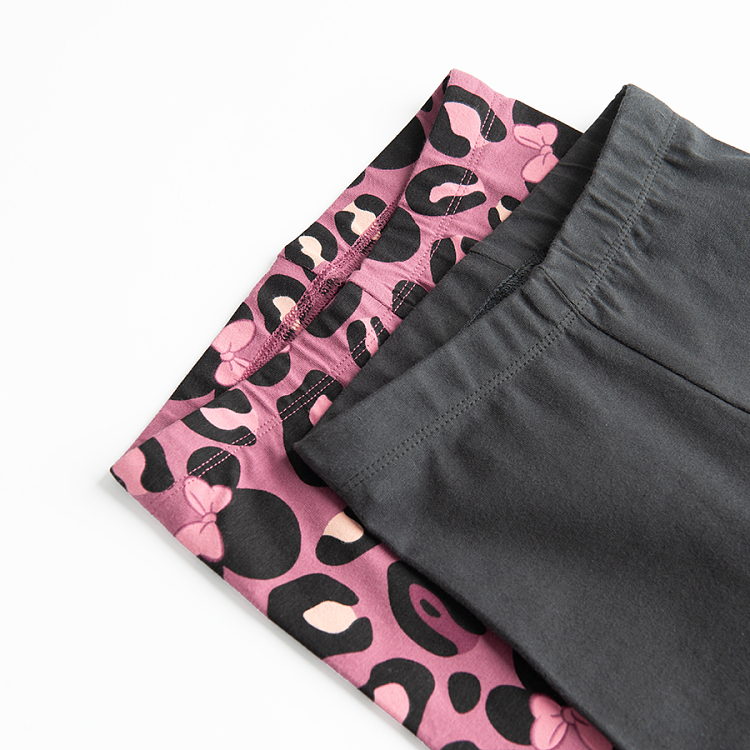 Minnie Mouse animal print and grey leggings- 2 pack