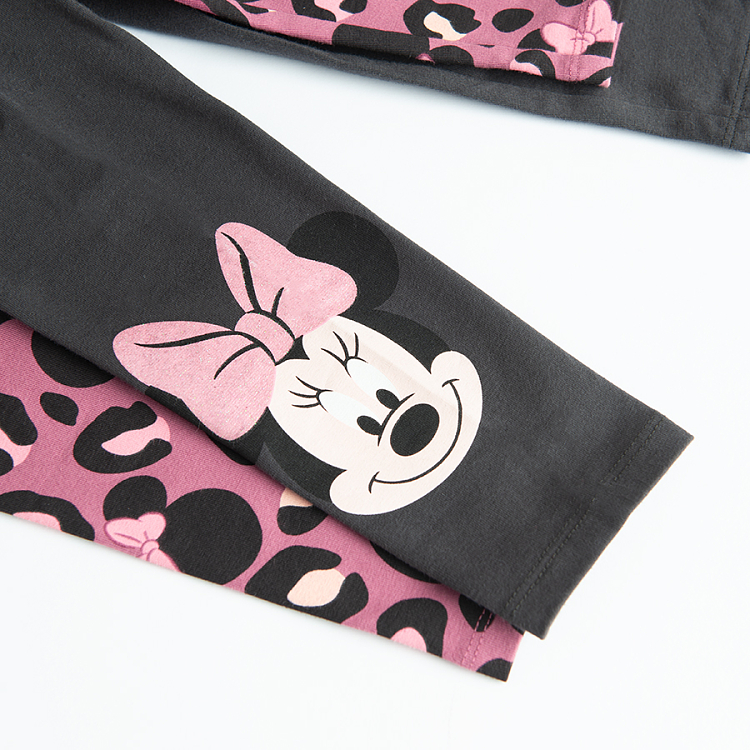 Minnie Mouse animal print and grey leggings- 2 pack