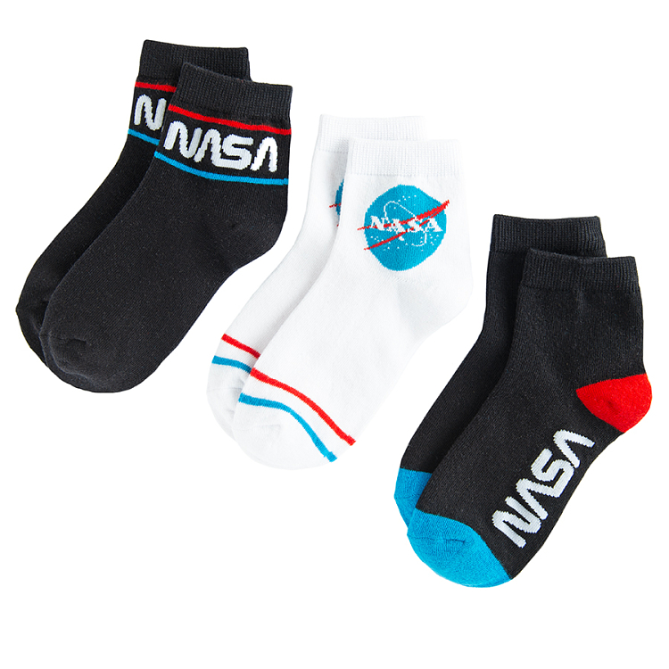 NASA black and white socks- 3 pack