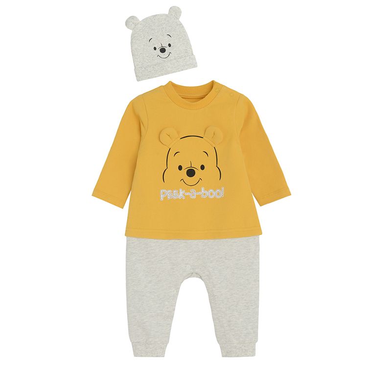 Winnie the Pooh footless overall with cap