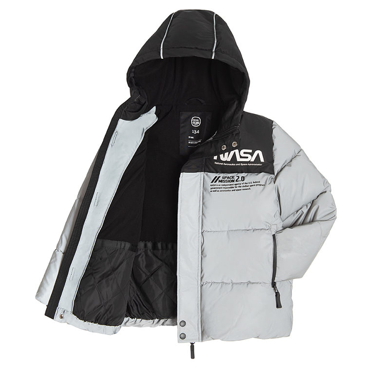 NASA grey and black hooded winter jacket