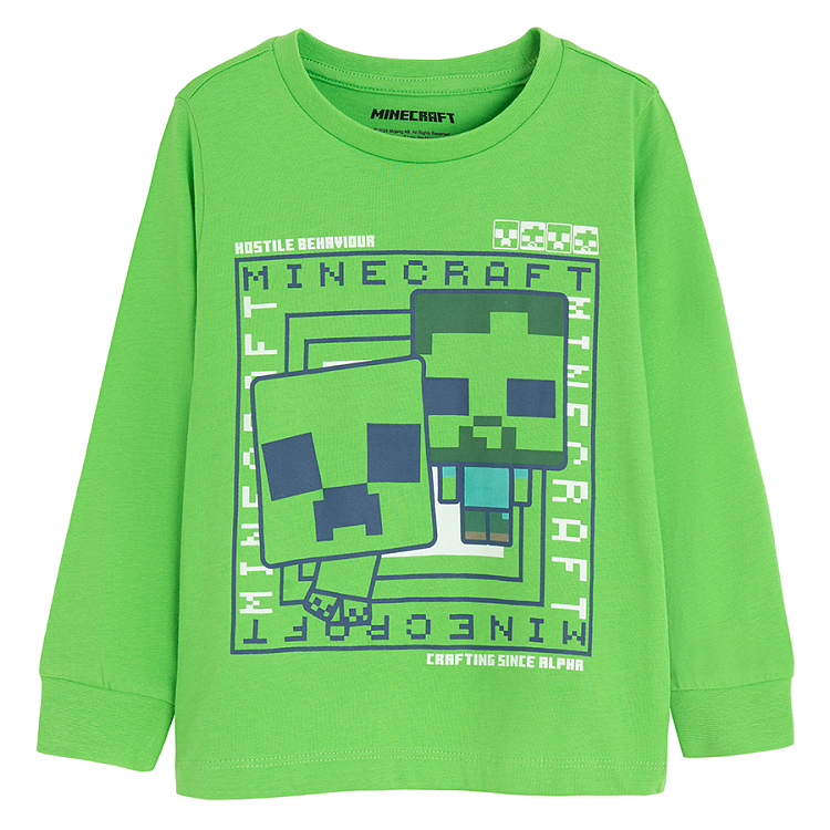 Minecraft green blouse and grey pants pyjamas- 2 pieces