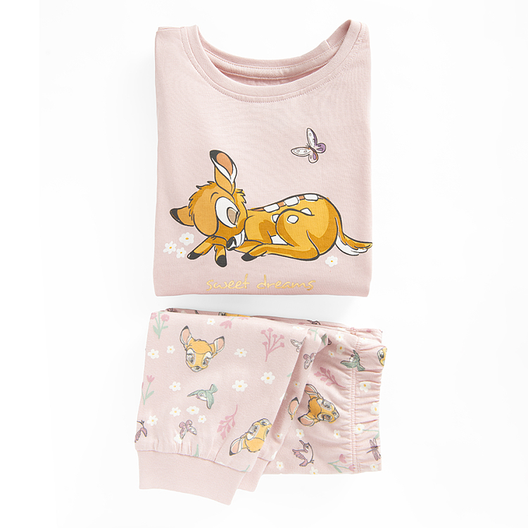 Bambi pink long sleeve blouse and pants pyjamas- 2 pieces