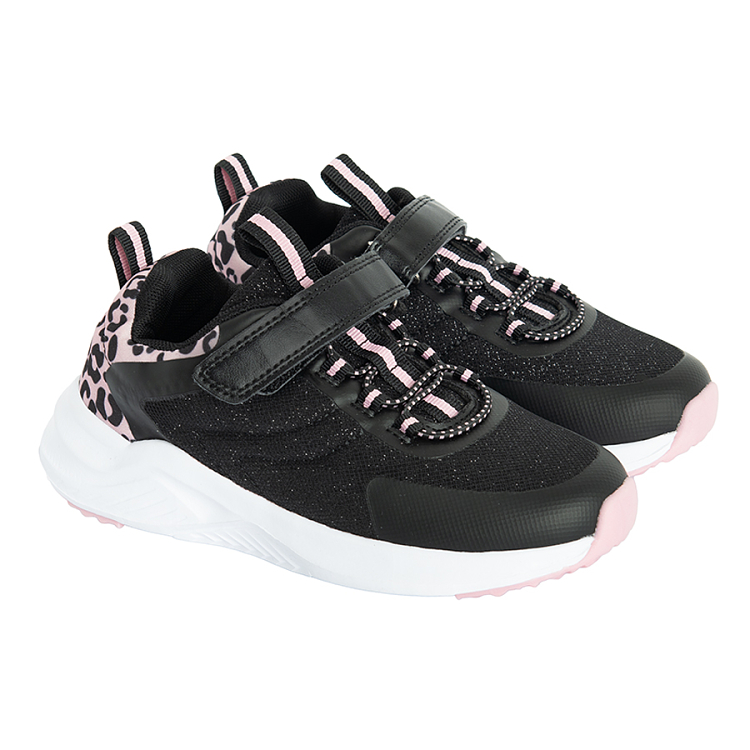 Black and pink zebra print low trainers