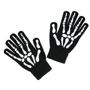 Black gloves with skeleton print