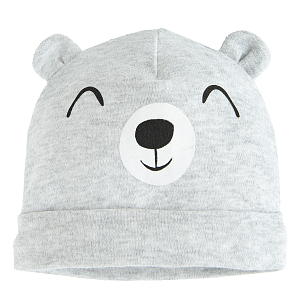 Grey all year beanie with bear print