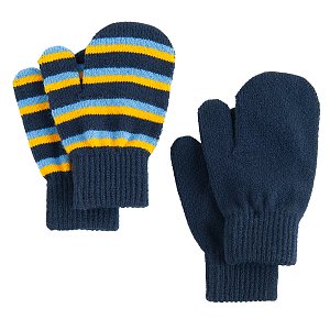 Blue and striped gloves- 2 pack