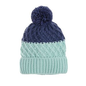 Blue cap with pom pom