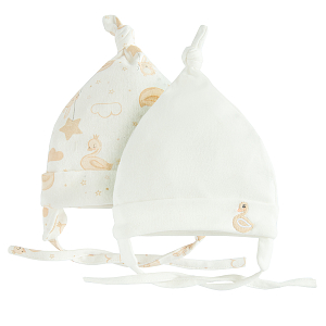 White all year ear flap hat- 2 pack