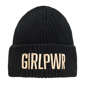 Black winter beanie with GirlPower print