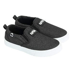 NASA black canvas slip on shoes