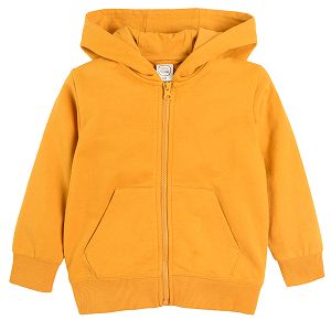 Yellow hooded zip through sweatshirt