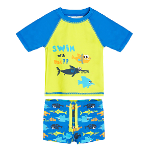 Short sleeve blouse and trunks swimming suit - 2 pieces