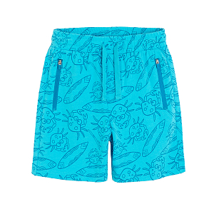 Light blue shorts with cord waist and crabs print