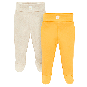 Cream and yellow footed leggins -2  pack