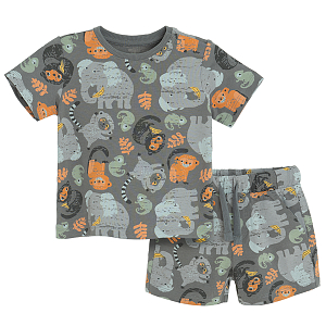 Graphite set with jungle animals print- T-shirt and shorts- 2 pieces