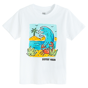 White T-shirt with Summer Vacay print