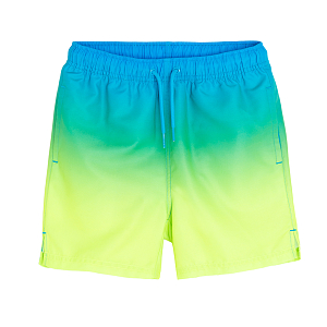 Yellow and blue swimming shorts