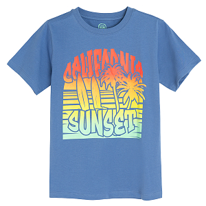 Purple T-shirt with California Sunset print