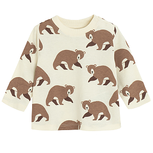 Beige blouse with bears print